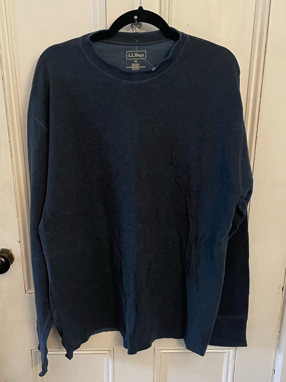 L.L.Bean Men’s XL Blue Wool Blend Long Sleeve Crewneck Shirt Made in Canada